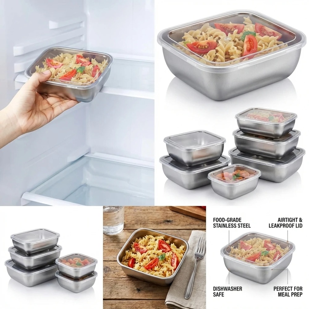 6-teiliges Edelstahl-Lebensmit – Kitchen Gadgets Organizer Bewertung und Preis